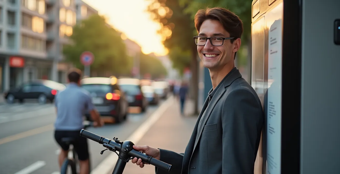 Moderne Akku-Wechselstation für E-Scooter in deutscher Stadt