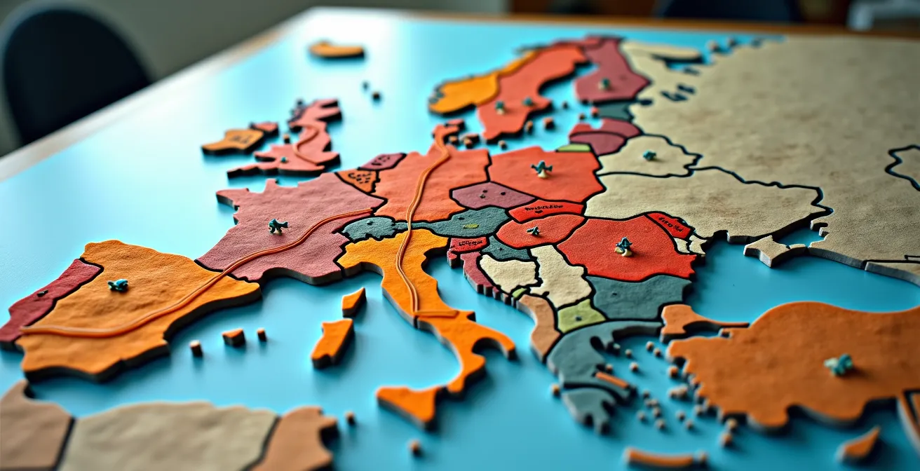 Europakarte mit EETS-Mautbox Abdeckungsgebieten verschiedener Anbieter