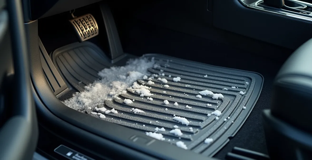 Hochwertige Gummimatten mit hohem Rand schützen vor Winterfeuchtigkeit