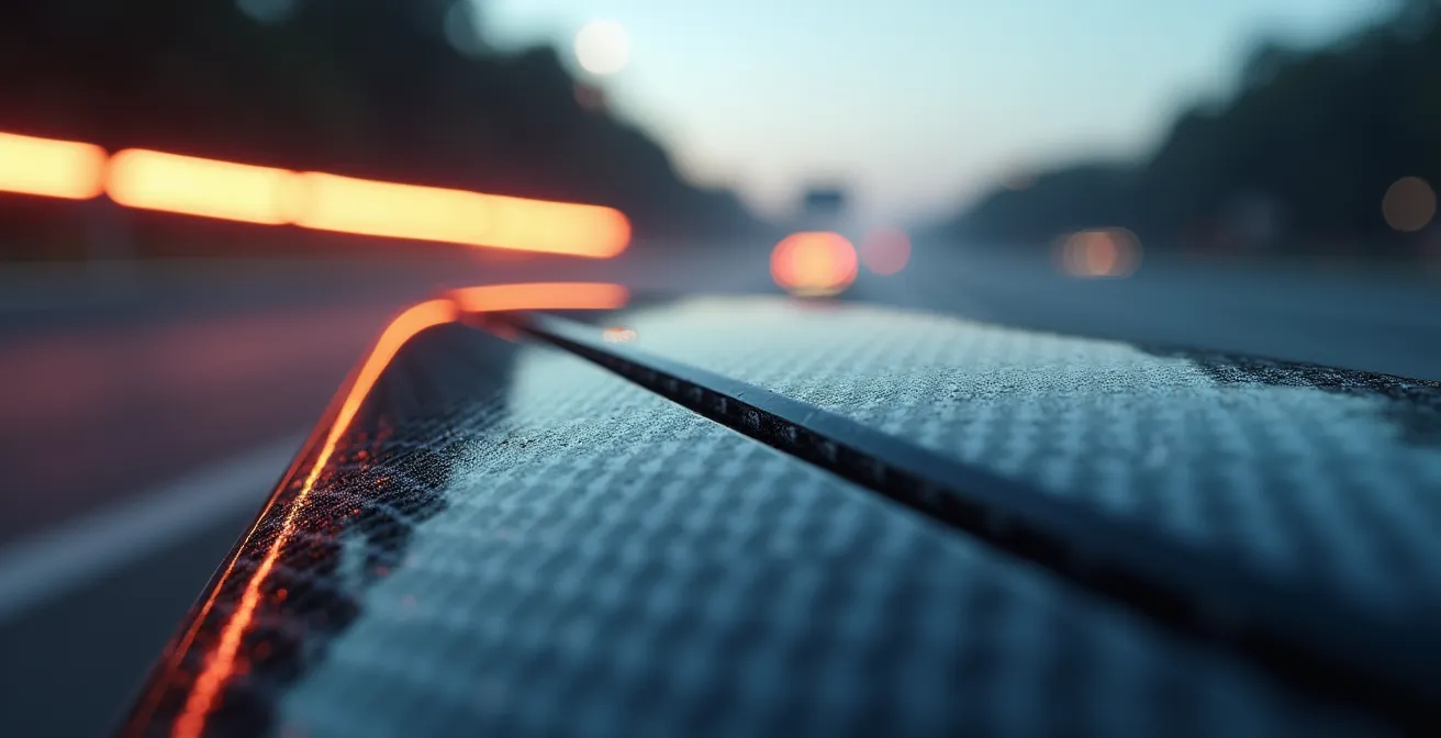 Detailaufnahme eines Heckflügels mit sichtbaren Luftströmungen bei hoher Geschwindigkeit