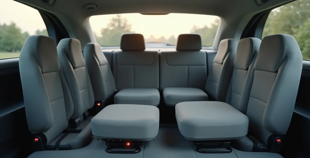 Vergleich verschiedener Isofix-Verankerungspunkte in älteren und neueren Fahrzeugen, die die Zugänglichkeit zeigen.