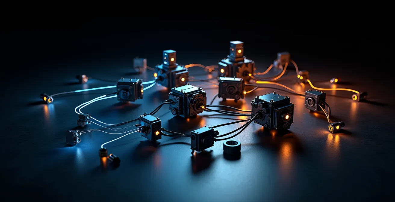 Symbolische Darstellung von KI-Datenfluss in der Fahrzeugdiagnostik