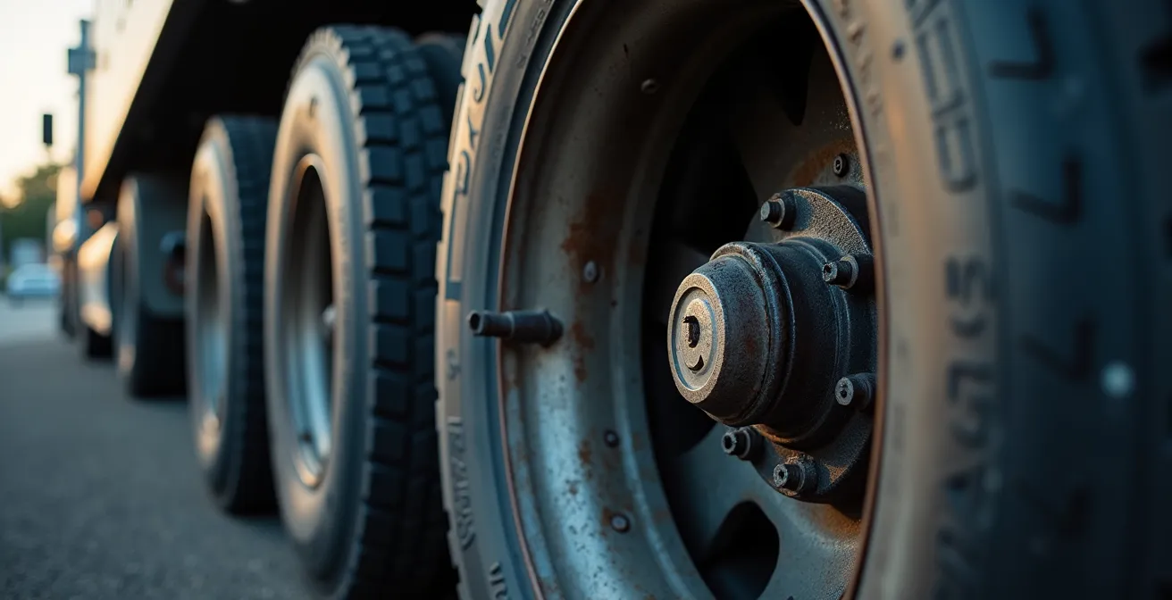 Macro-Aufnahme von LKW-Details mit abstrakten Kostenelementen