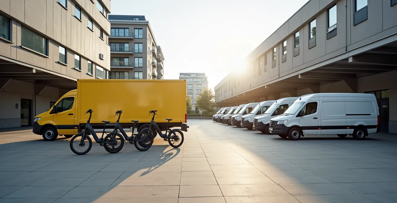 Urbanes Mikro-Depot mit elektrischen Lastenrädern für die letzte Meile