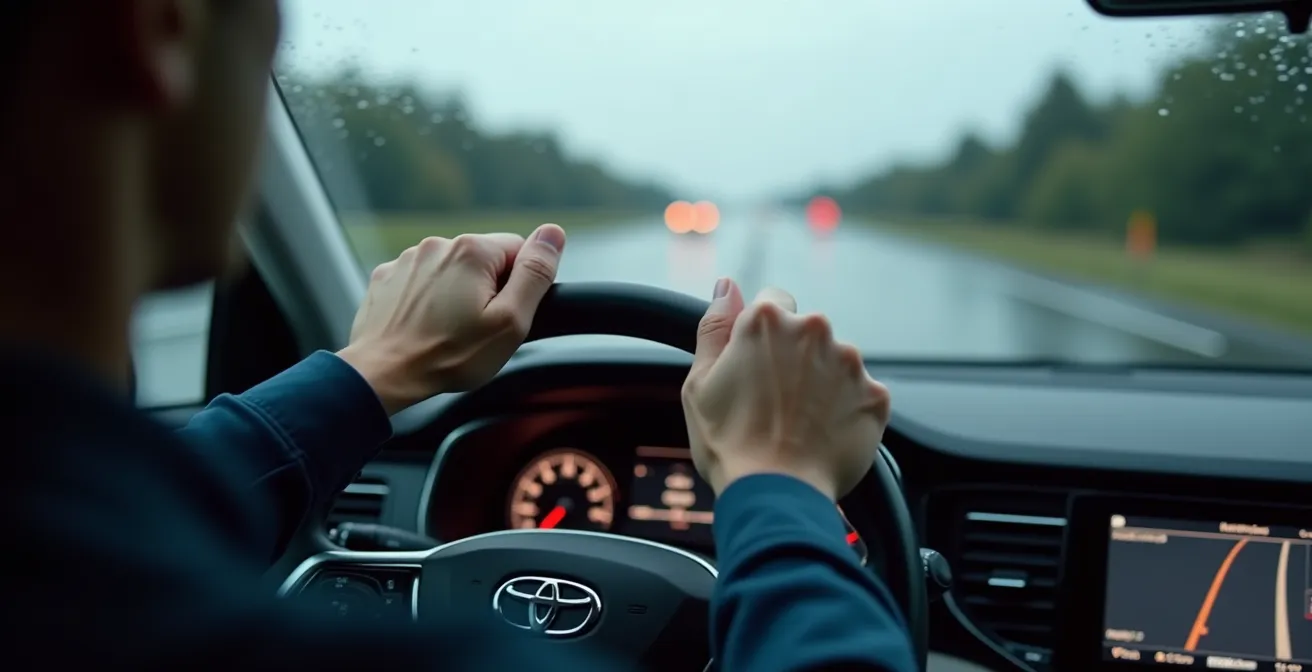 Detailaufnahme der Müdigkeitserkennung durch Lenkverhalten und Spurhaltung