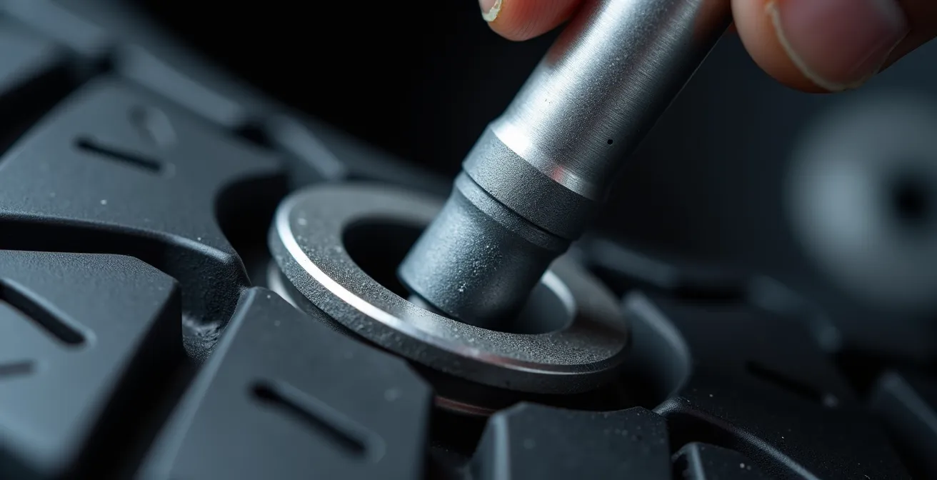 RDKS-Sensor und Anlernwerkzeug in Nahaufnahme