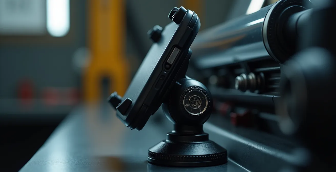 Crash-Test einer Smartphone-Halterung im Auto zur Sicherheitsprüfung