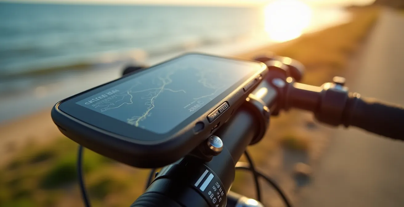 Fahrradcomputer mit transflektivem Display in hellem Sonnenlicht